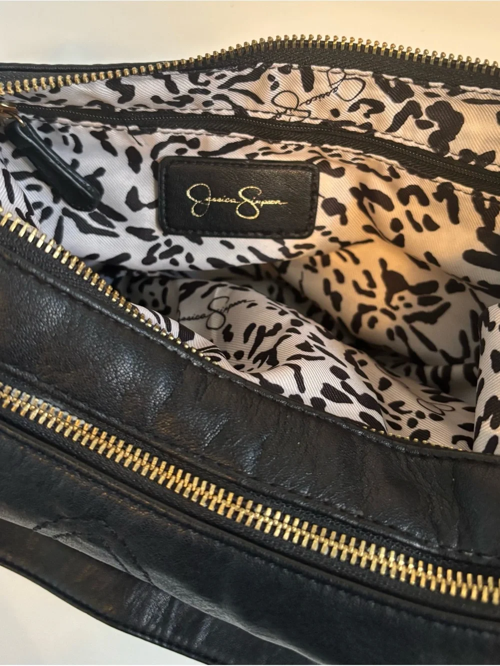 Black Vegan Leather Western Hobo Shoulder Bag by Jessica Simpson NWOT